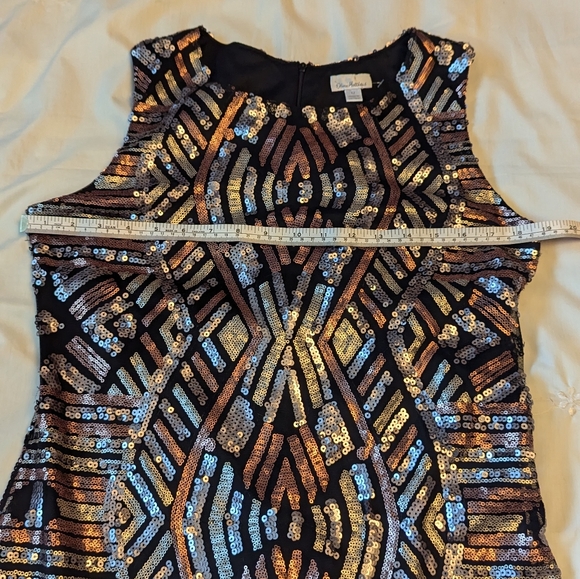 Olivia Matthews sz12 Metallic geometric sequin wiggle dress NWOT - Picture 5 of 6